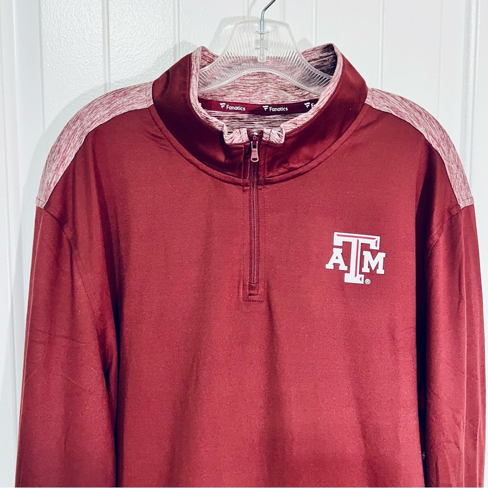 NWT Texas A&M Jacket 2XL Fanatics 1/4 Zip Athletic Aggies Maroon Long Sleeve